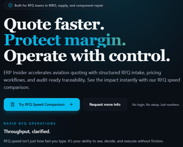 RFQ to Quote Time and Cost Calculator - faster and more controllable RFQ to Quote processing